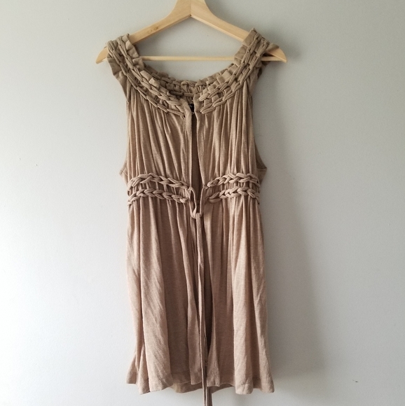 Anthro Ryu Tan Boho Long Tie Vest Large - Picture 1 of 10